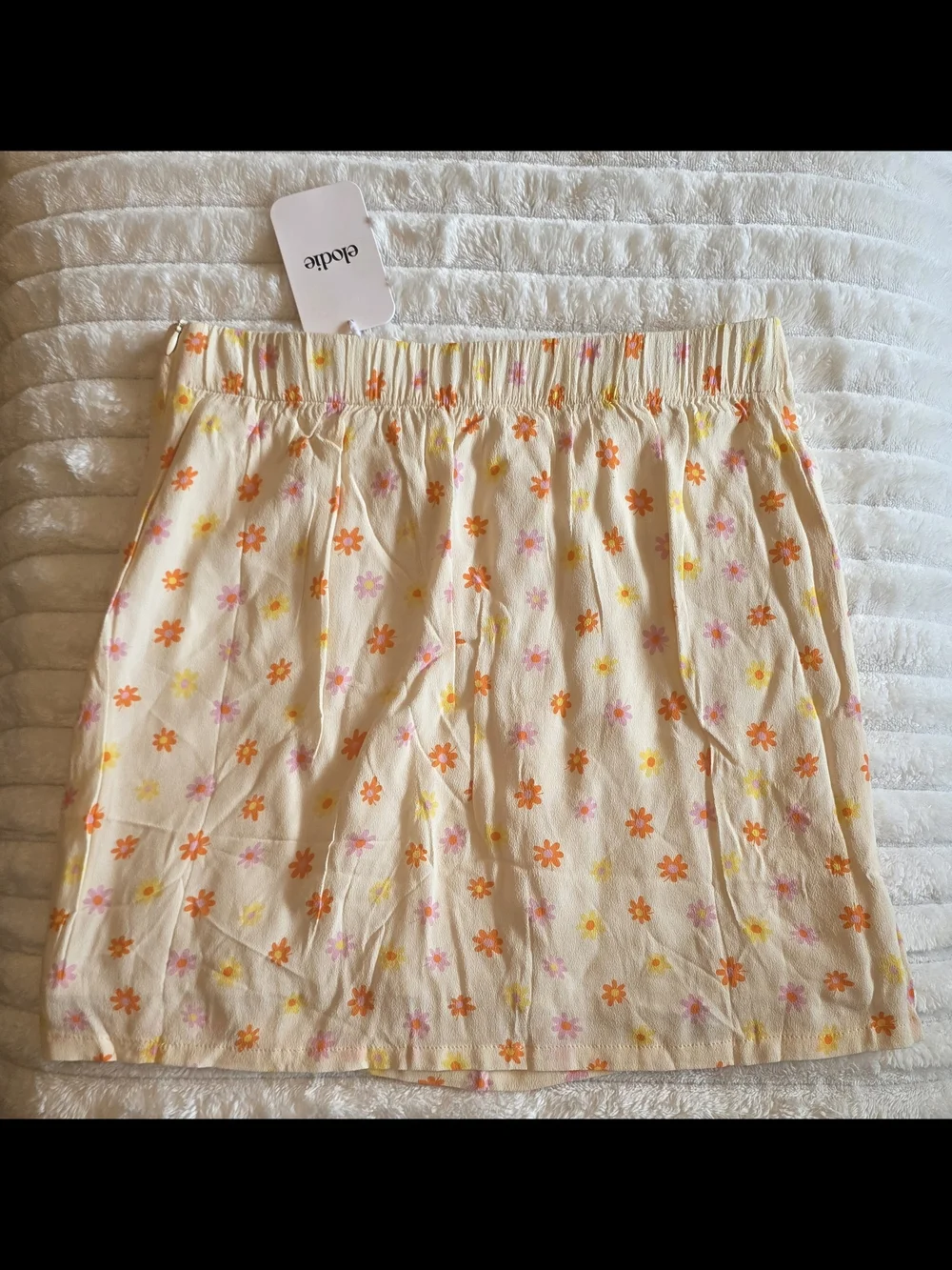 Elodie‎ Floral Skirt in Cream with Orange & Pink Flowers